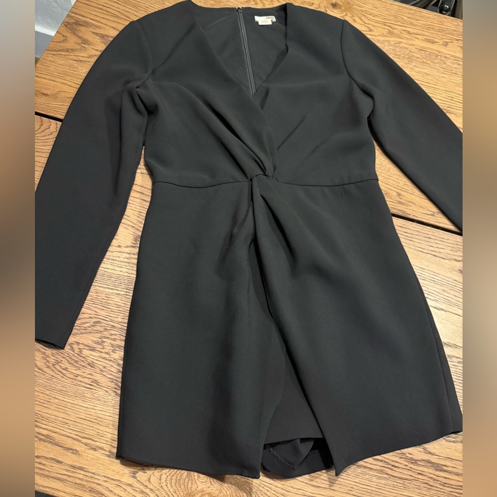 H&M Black Long Sleeve Twist-Front Romper Size M